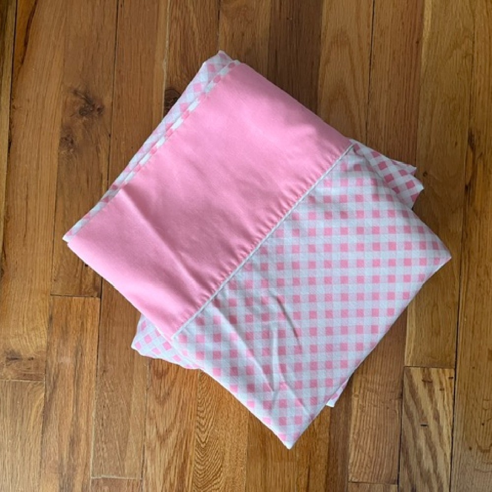 Vintage Full Size fitted and flat pink gingham sheet set Cannon Monticello